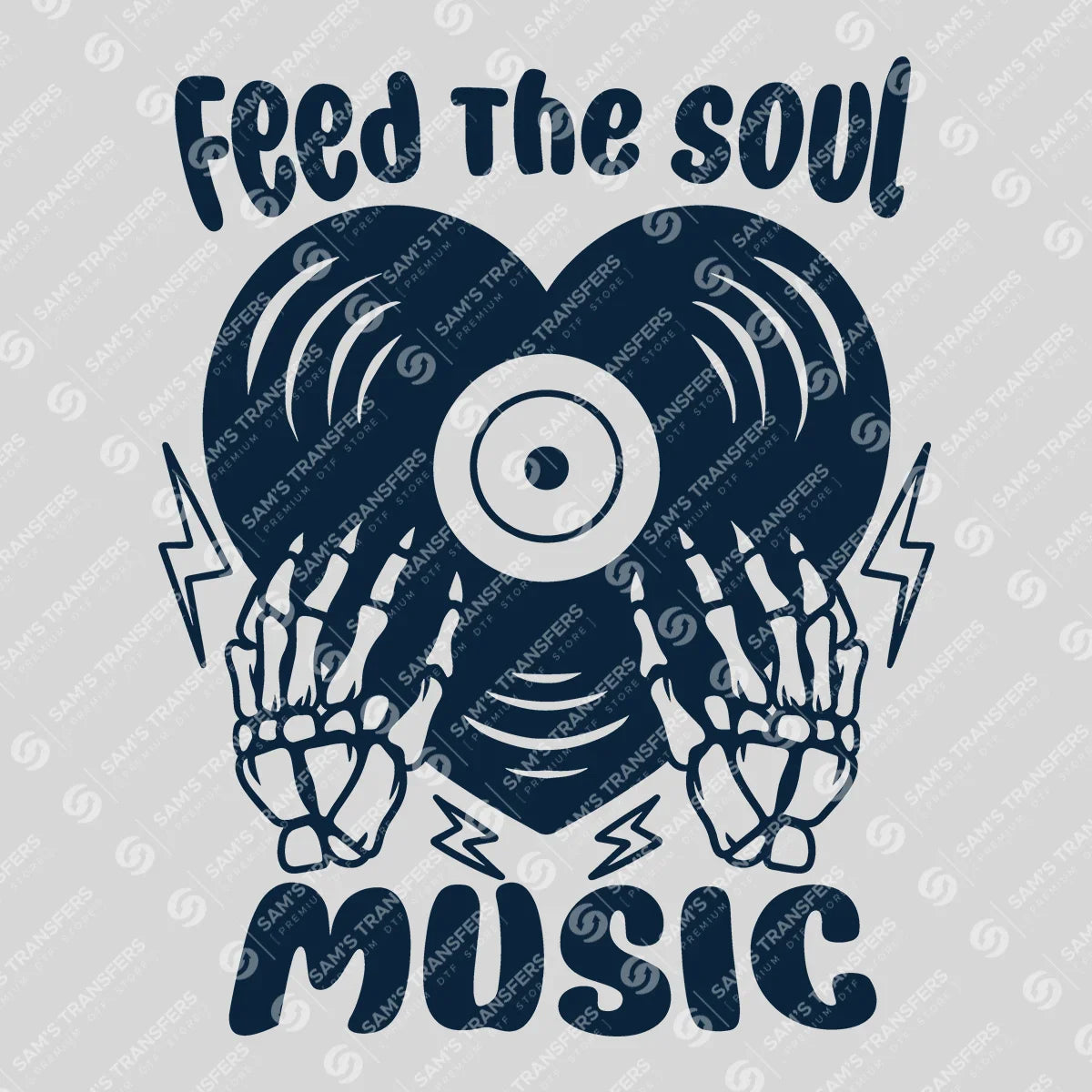 Apparel featuring a Feed The Soul Music-themed DTF transfer.