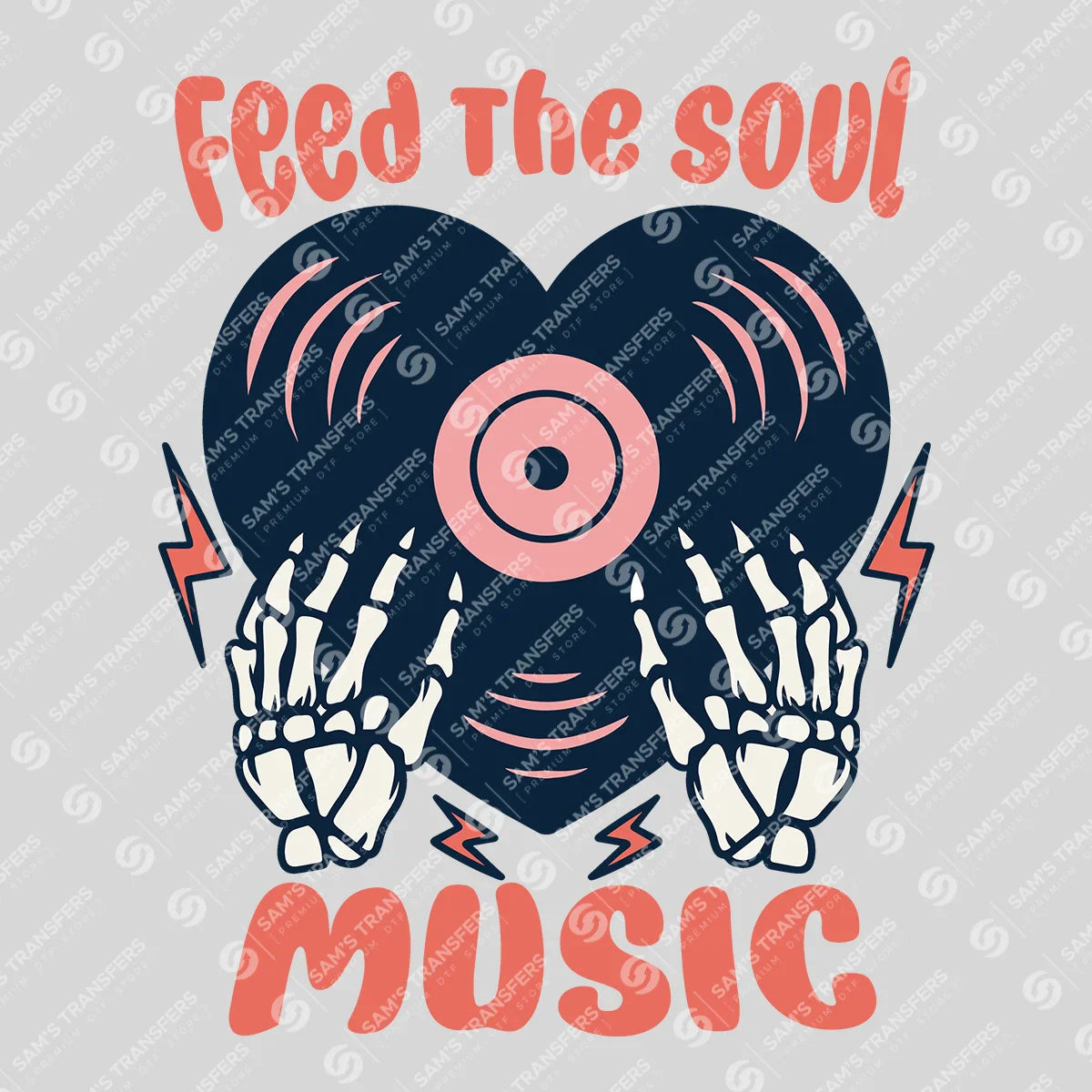 Apparel featuring a Feed The Soul Music-themed DTF transfer.