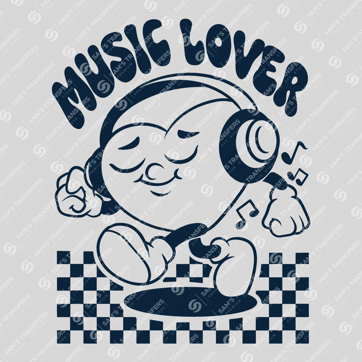Apparel featuring a Music Lover-themed DTF transfer.