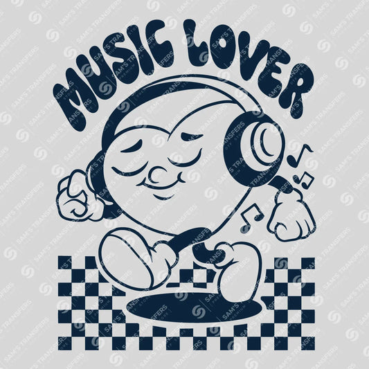 Apparel featuring a Music Lover-themed DTF transfer.