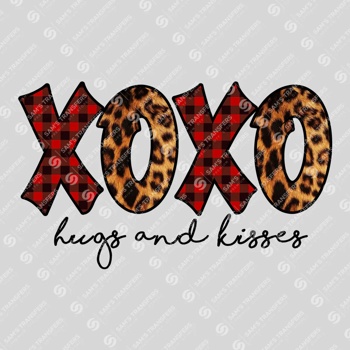 Apparel featuring a Xoxo Hugs And Kisses-themed DTF transfer.