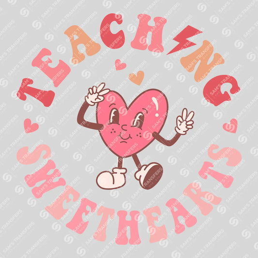 Apparel featuring a Teaching Sweethearts-themed DTF transfer.