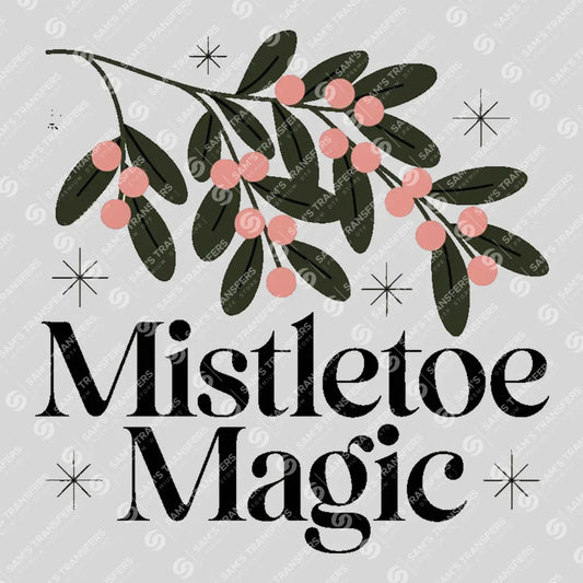 Apparel featuring a Mistletoe Magic-themed DTF transfer.