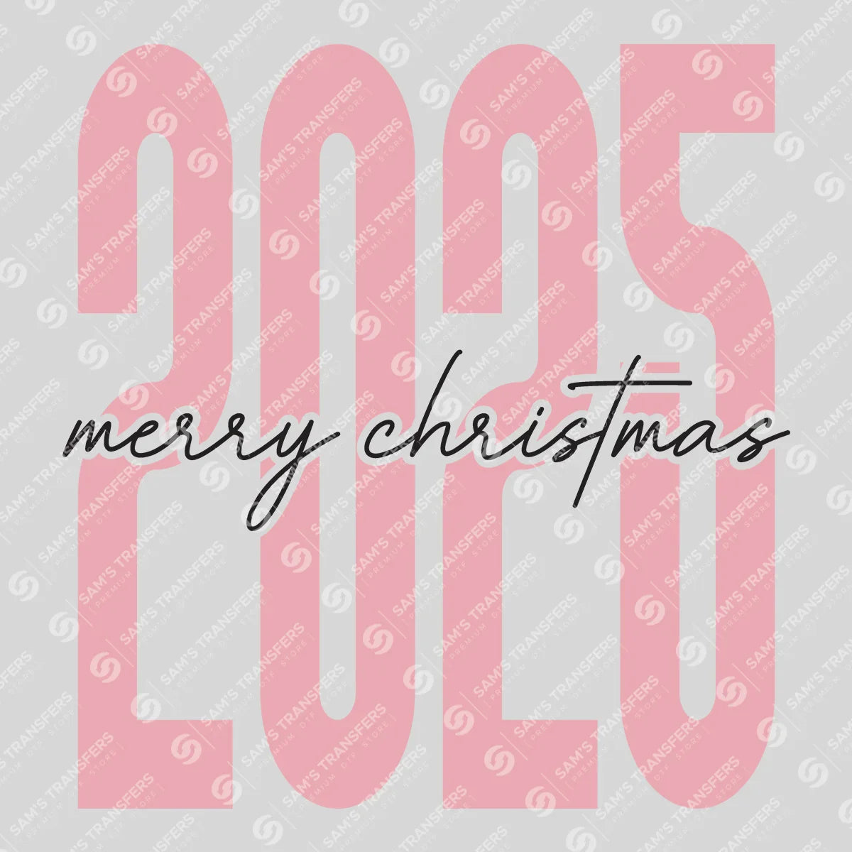 Apparel featuring a Merry Christmas 2025-themed DTF transfer.