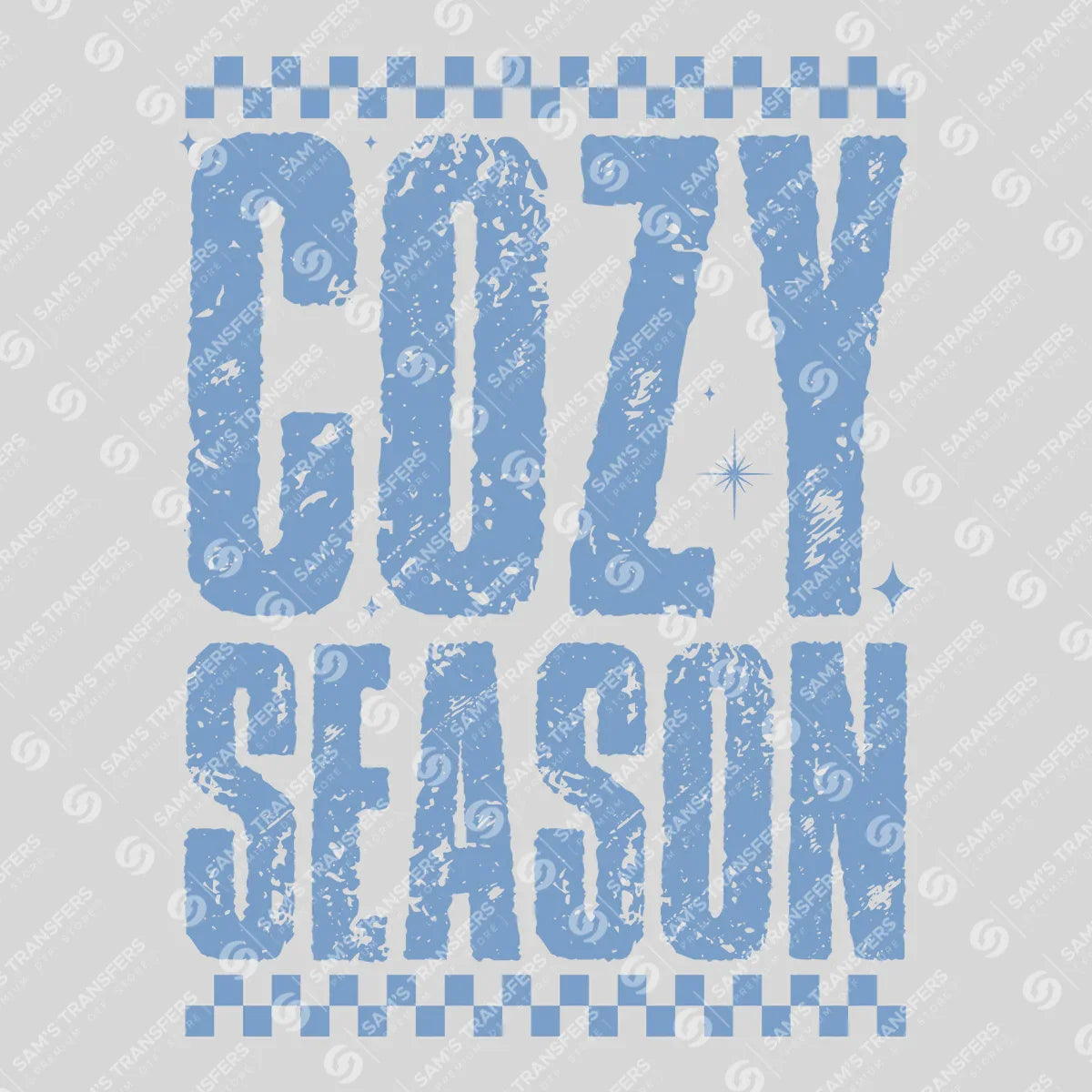 Apparel featuring a Cozy Season-themed DTF transfer.