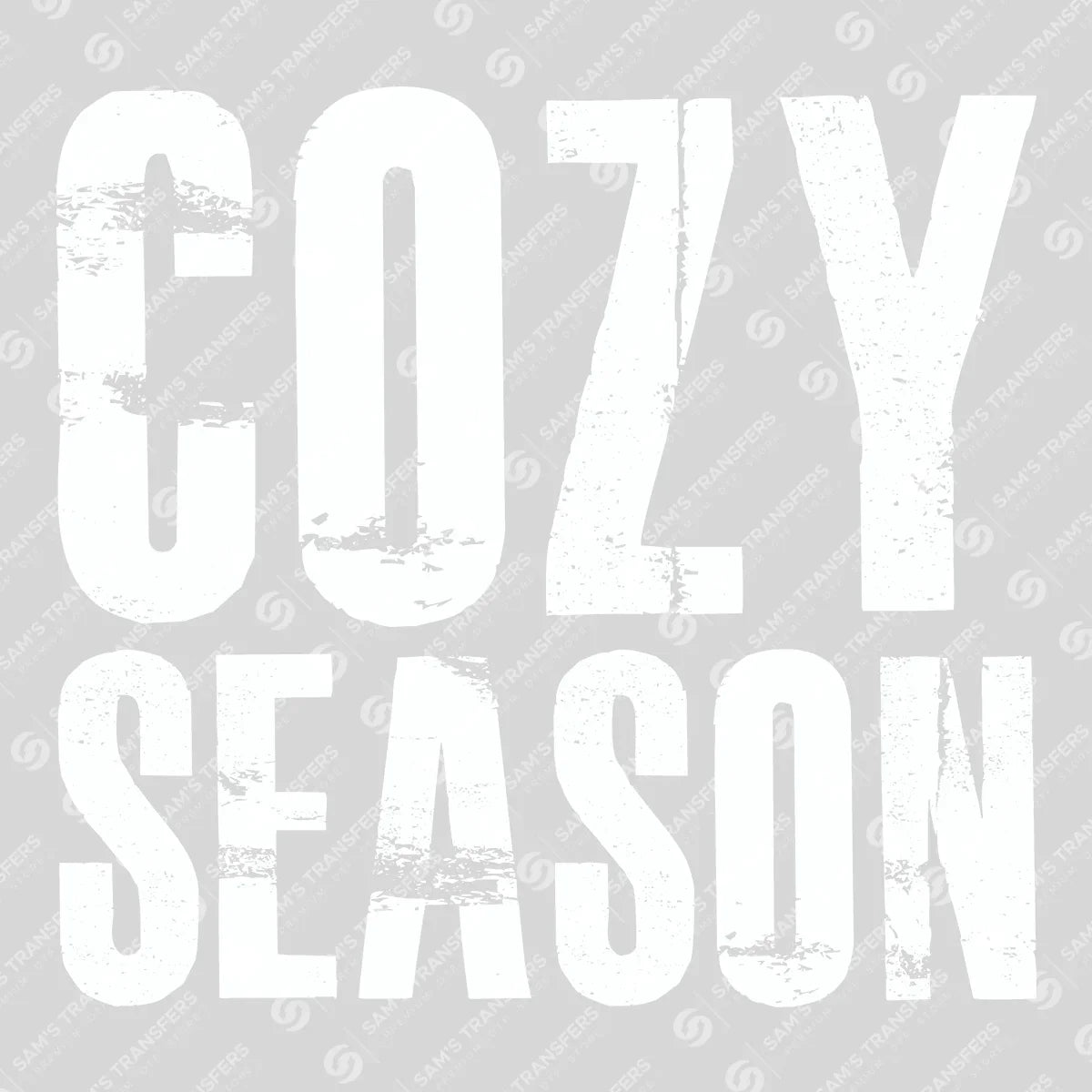 Apparel featuring a Cozy Season-themed DTF transfer.