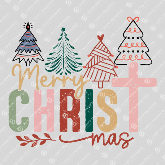 Apparel featuring a Merry Christmas-themed DTF transfer.