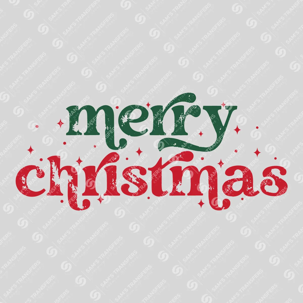 Apparel featuring a Merry Christmas-themed DTF transfer.