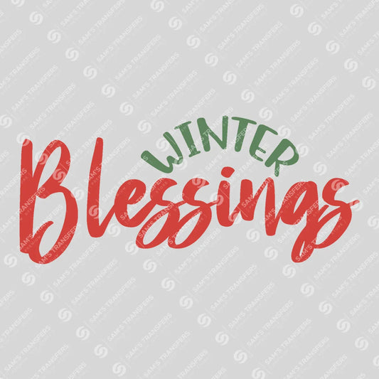 Apparel featuring a Winter Blessings-themed DTF transfer.