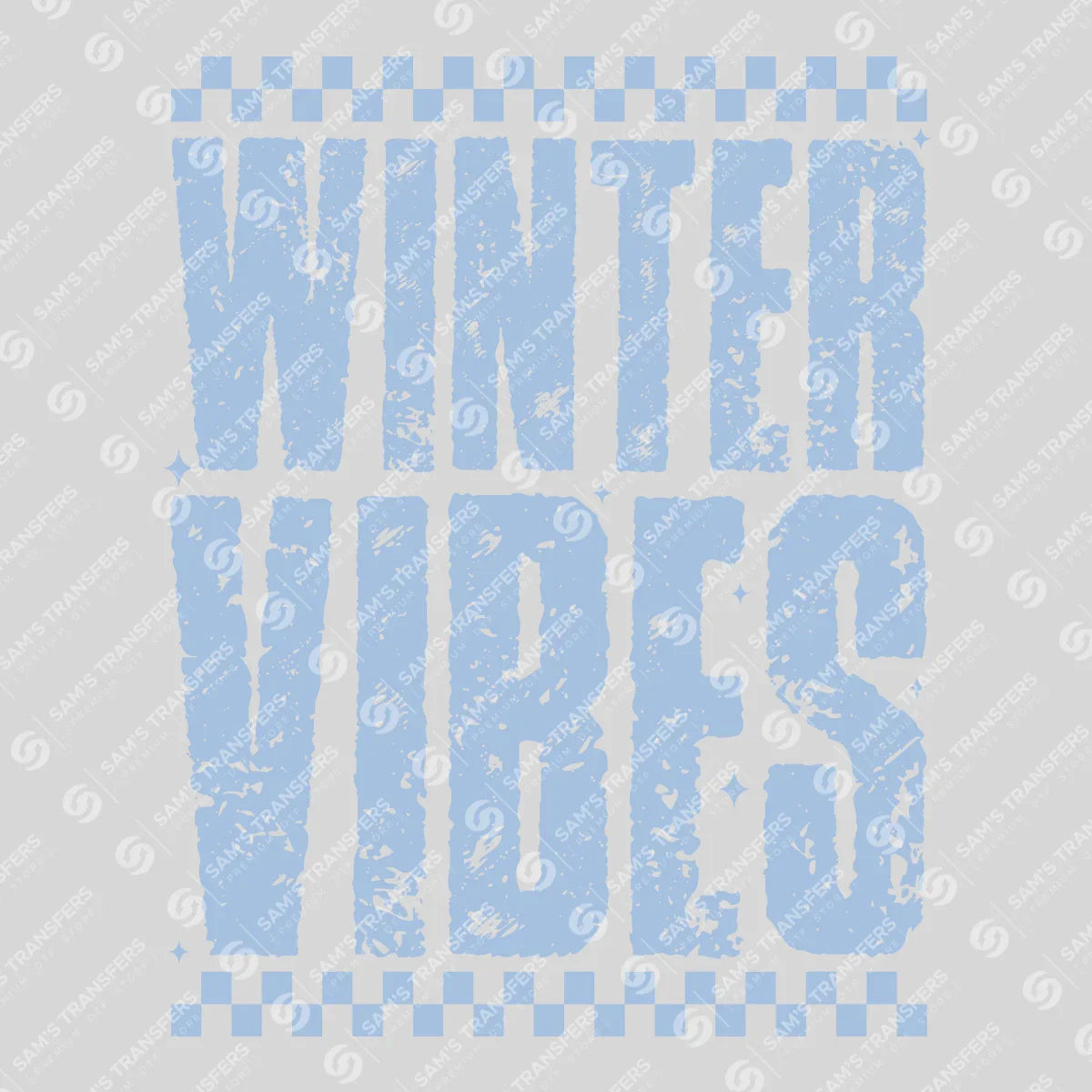 Apparel featuring a Winter Vibes-themed DTF transfer.