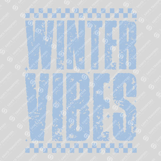 Apparel featuring a Winter Vibes-themed DTF transfer.