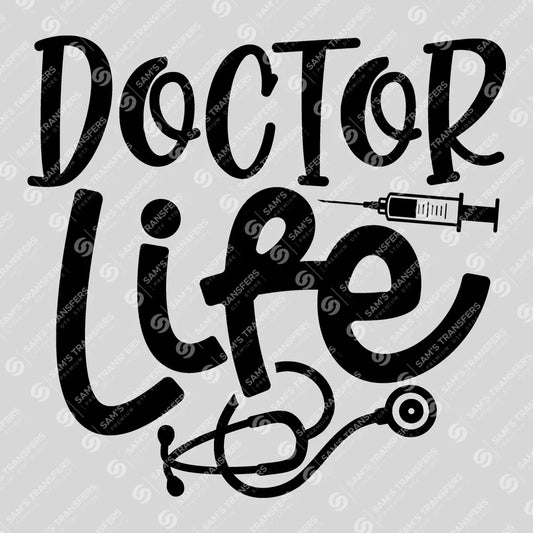 Apparel featuring a Doctor Life-themed DTF transfer.