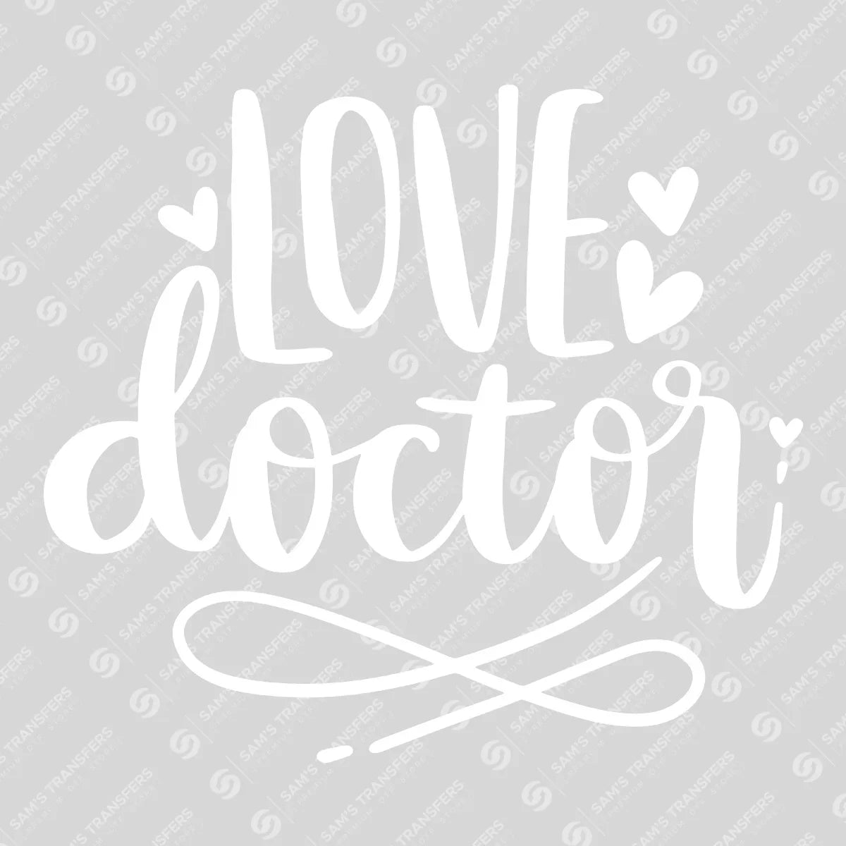 Apparel featuring a Love Doctor-themed DTF transfer.