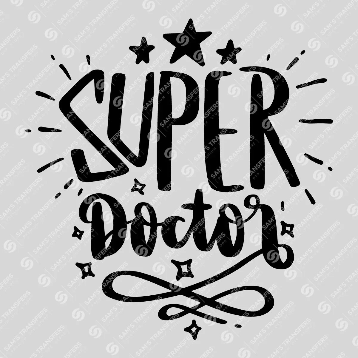 Apparel featuring a Super Doctor-themed DTF transfer.