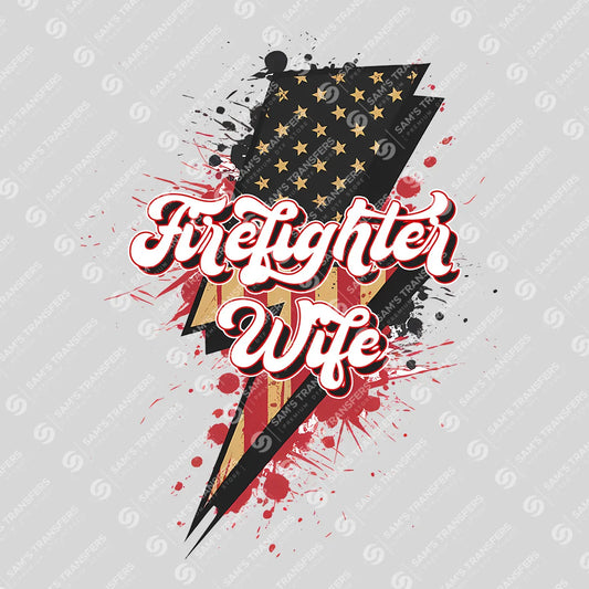Apparel featuring a Firefighter Wife-themed DTF transfer.