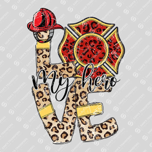 Apparel featuring a Love My Hero-themed DTF transfer.