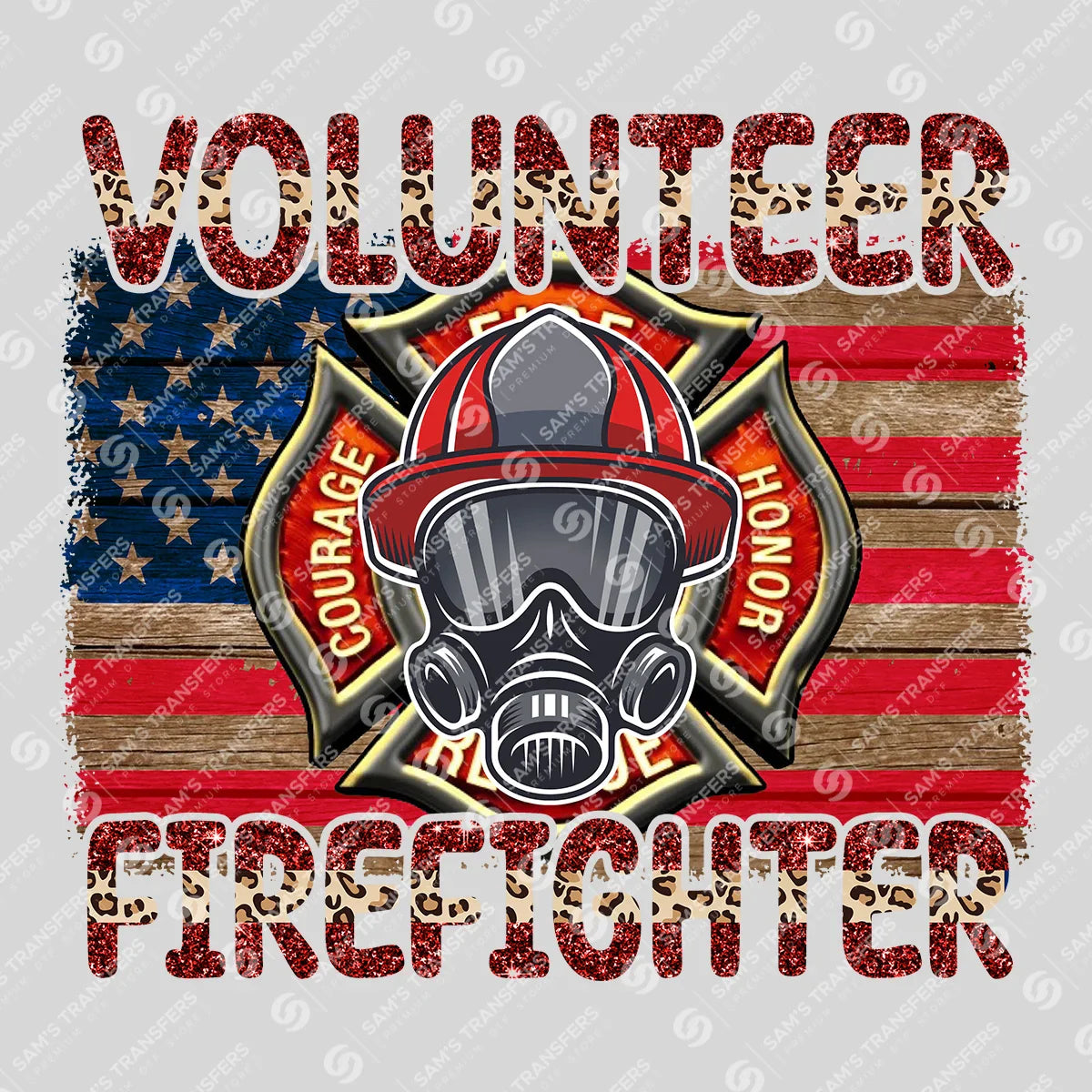 Apparel featuring a Volunteer Firefighter-themed DTF transfer.