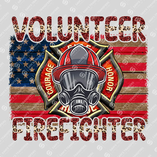 Apparel featuring a Volunteer Firefighter-themed DTF transfer.