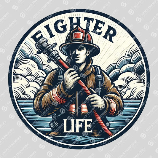 Apparel featuring a Fighter Life-themed DTF transfer.