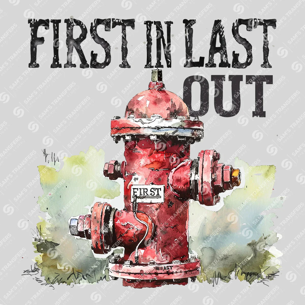 Apparel featuring a First In Last Out-themed DTF transfer.