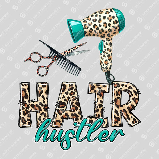 Apparel featuring a Hair Hustler-themed DTF transfer.
