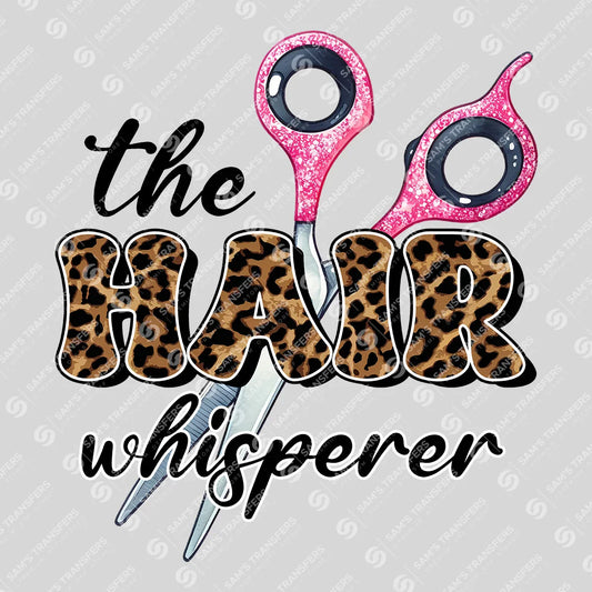 Apparel featuring a The Hair Whisperer-themed DTF transfer.