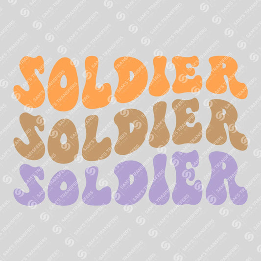 Apparel featuring a Soldier-themed DTF transfer.