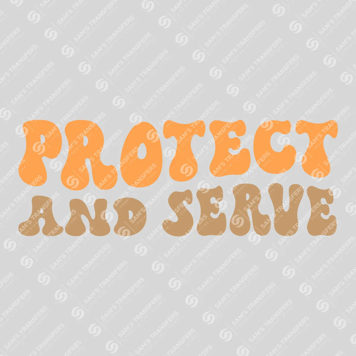 Apparel featuring a Protect And Serve-themed DTF transfer.