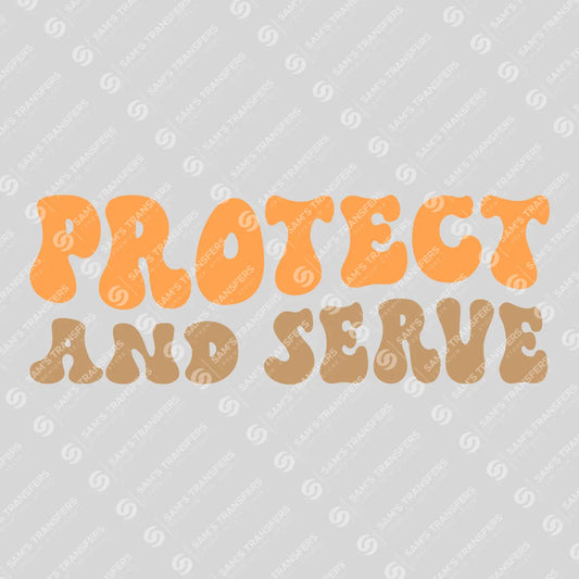 Apparel featuring a Protect And Serve-themed DTF transfer.
