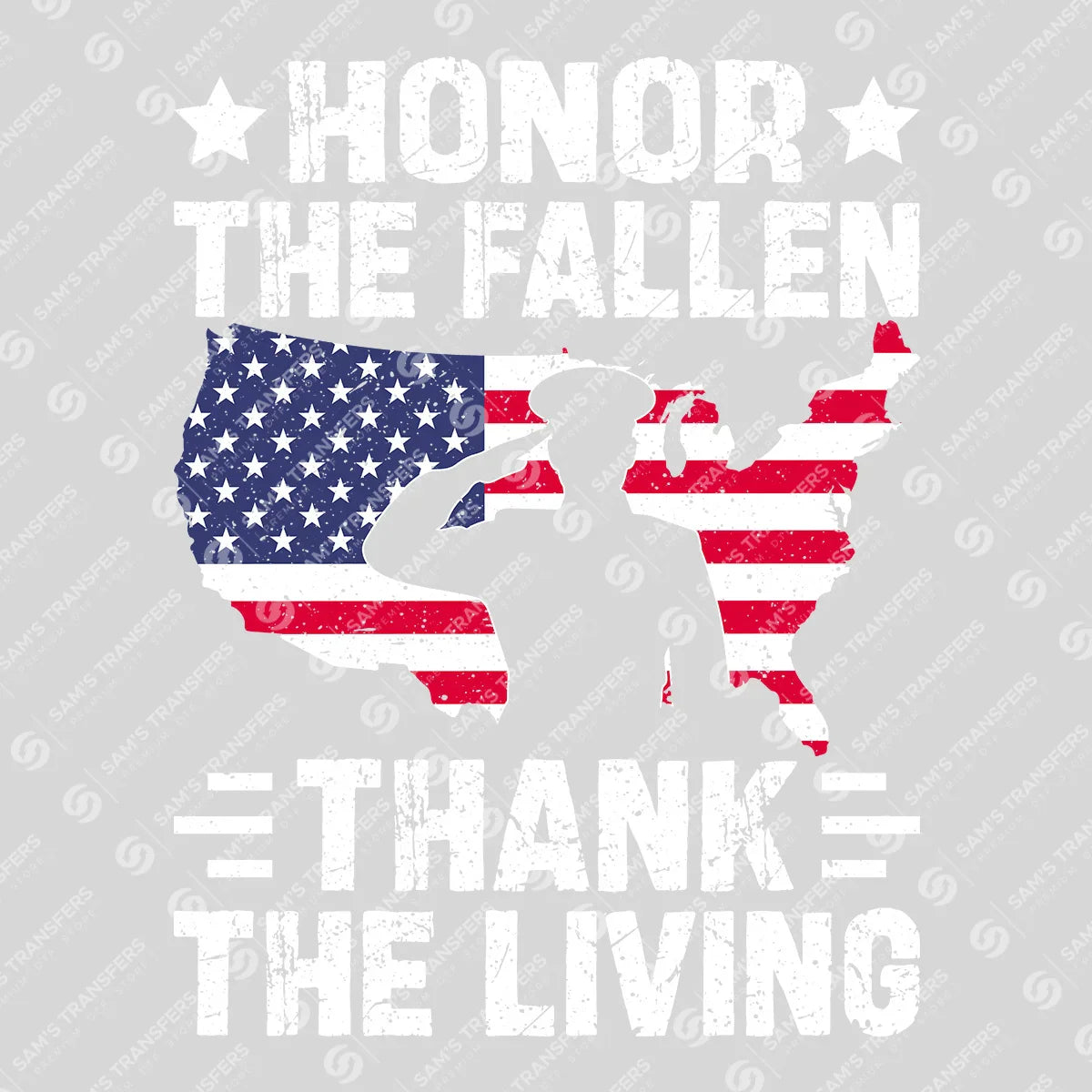 Apparel featuring a Honor The Fallen Thank The Living-themed DTF transfer.
