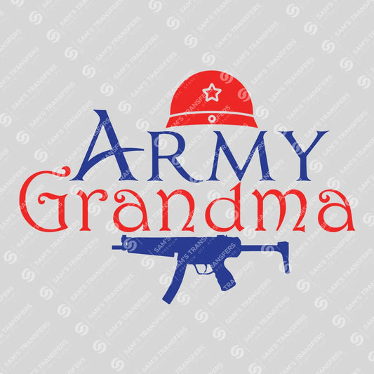 Apparel featuring a Army Grandma-themed DTF transfer.