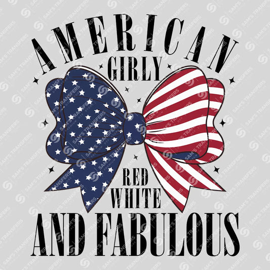 Apparel featuring a Red White And Fabulous-themed DTF transfer.