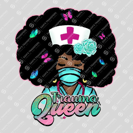 Apparel featuring a Trauma Queen-themed DTF transfer.