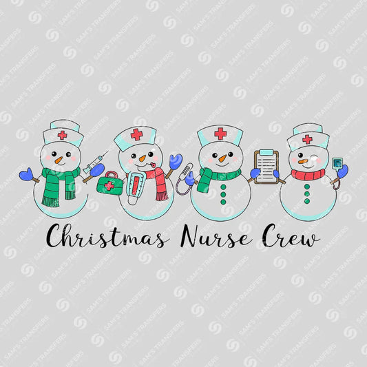 Apparel featuring a Christmas Nurse Crew-themed DTF transfer.