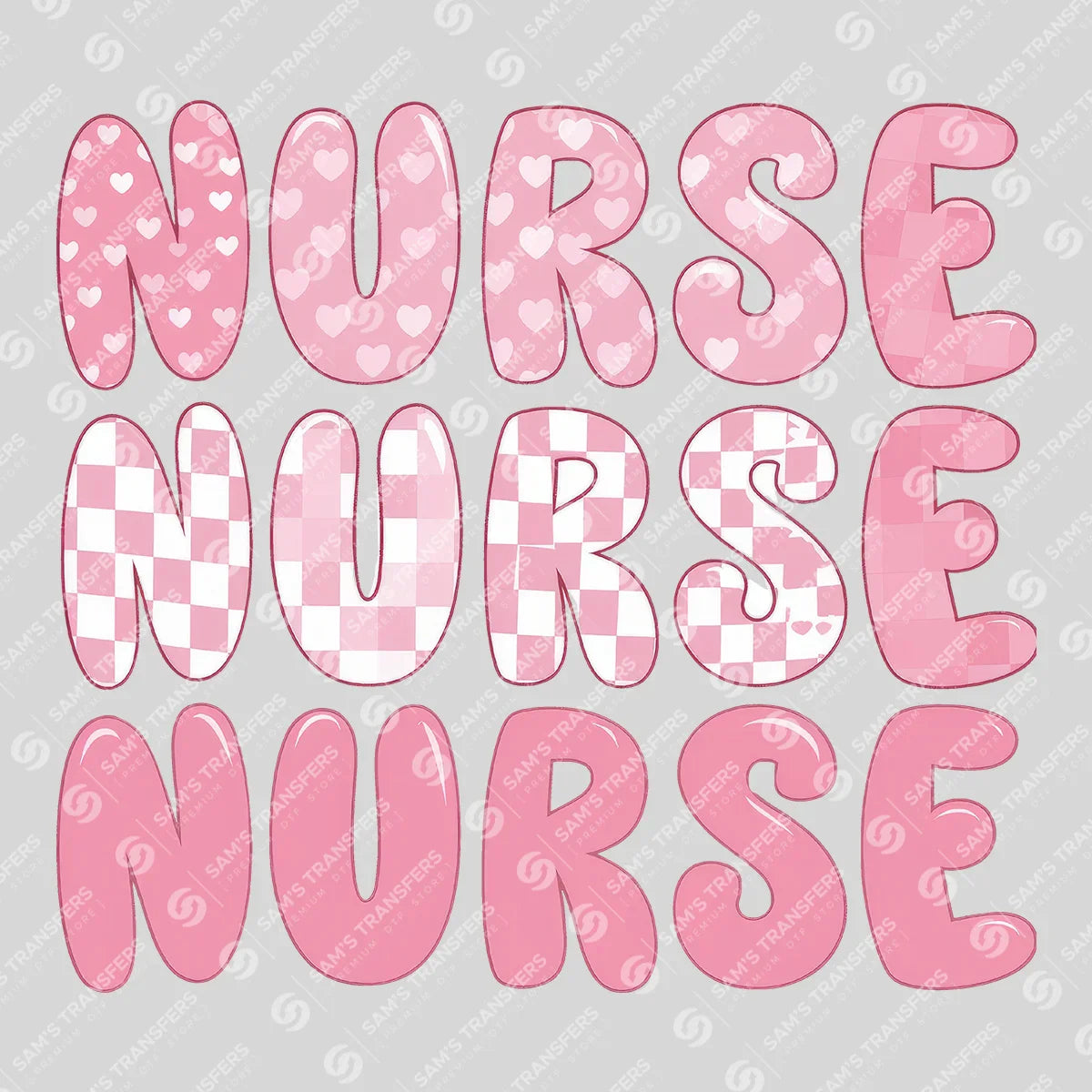 Apparel featuring a Pink Nurse-themed DTF transfer.