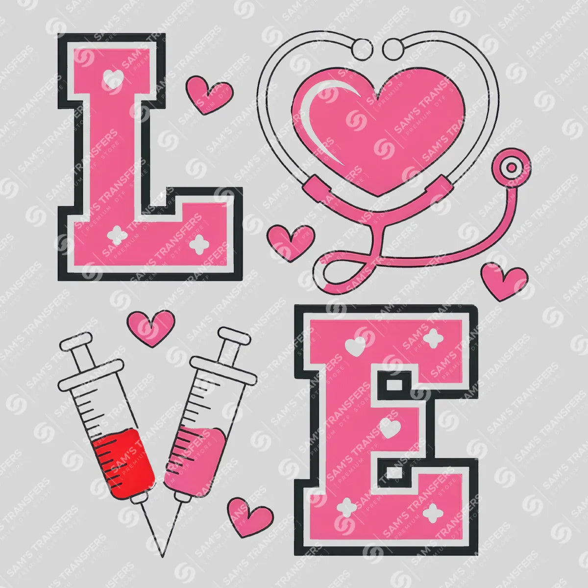 Apparel featuring a Nurse Love-themed DTF transfer.