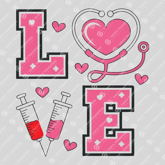 Apparel featuring a Nurse Love-themed DTF transfer.