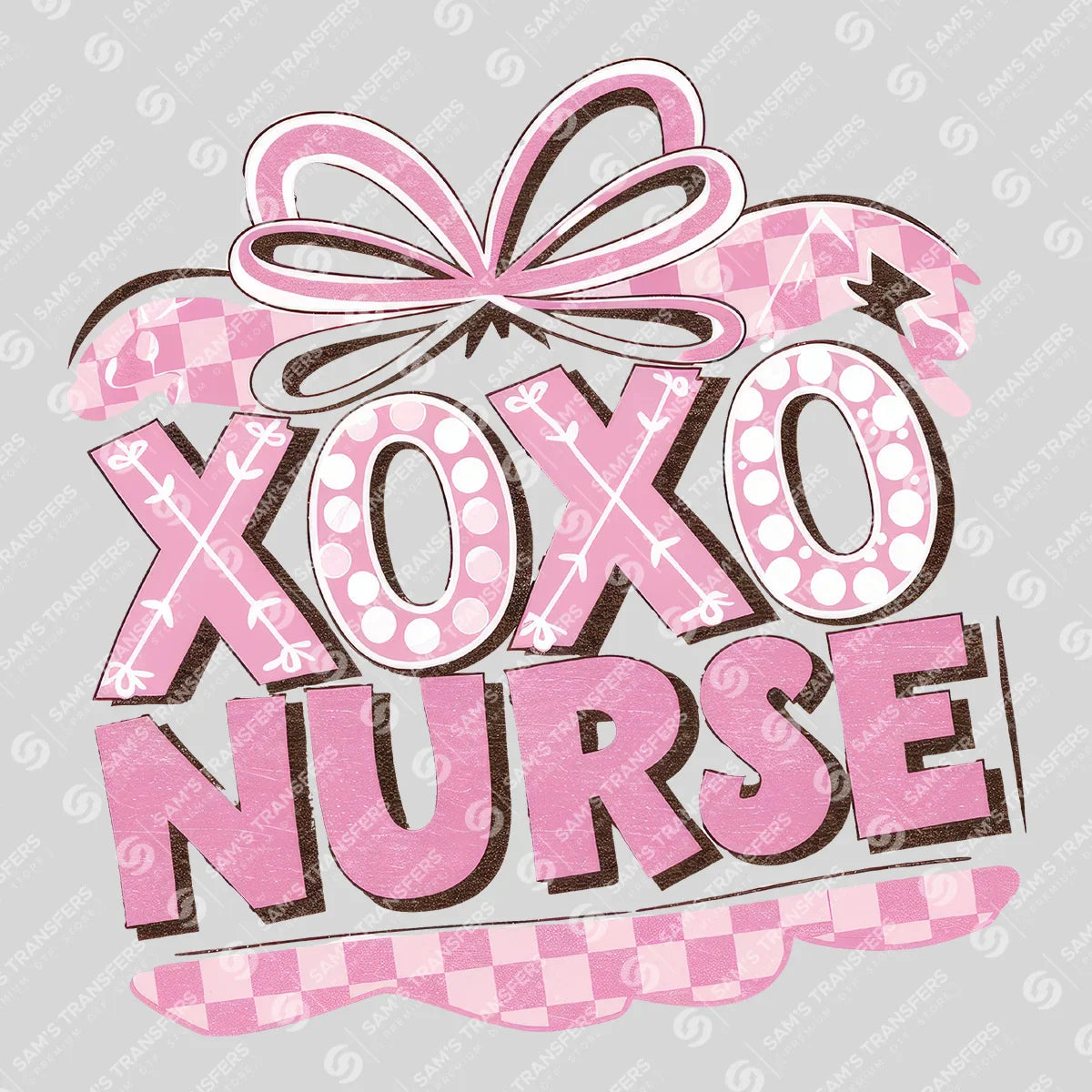 Apparel featuring a XOXO Nurse-themed DTF transfer.