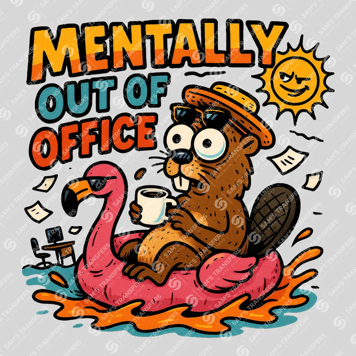 Apparel featuring a Mentally Out of Office-themed DTF transfer.