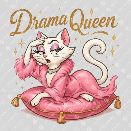 Apparel featuring a Drama Queen-themed DTF transfer.