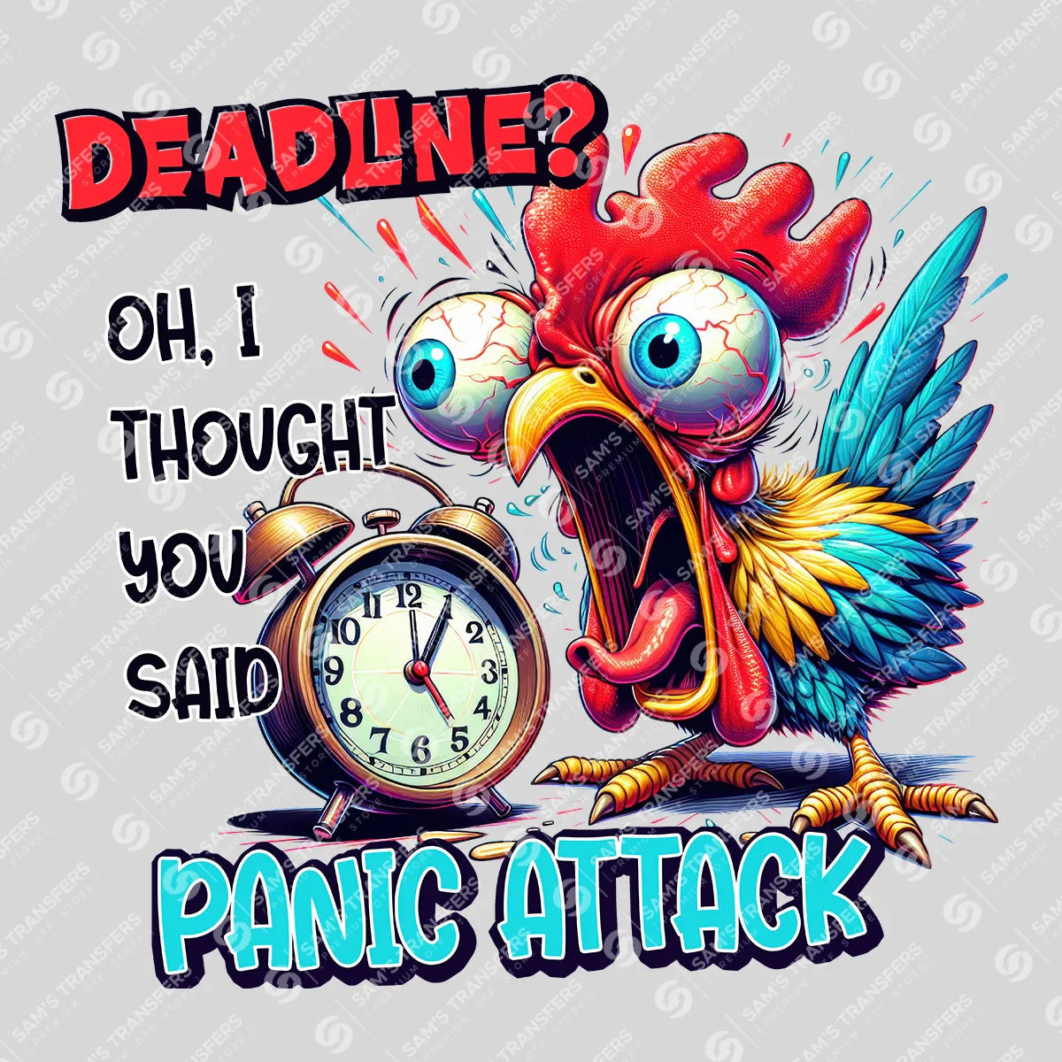 Apparel featuring a Deadline or Panic Attack-themed DTF transfer.