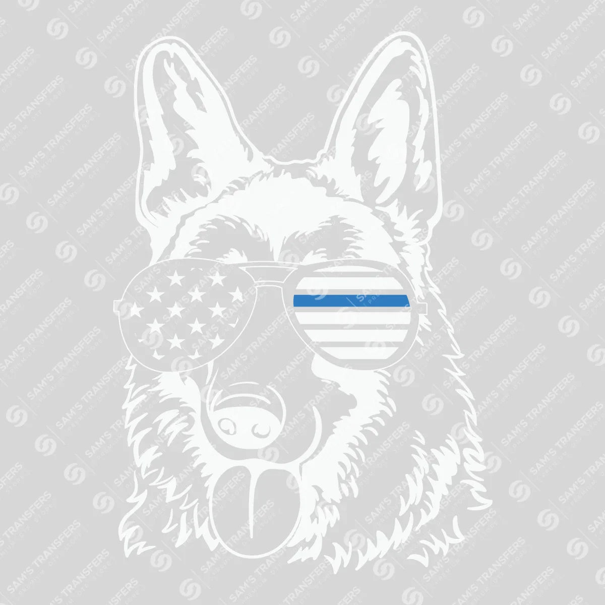 Apparel featuring a Thin Blue Line K9-themed DTF transfer.