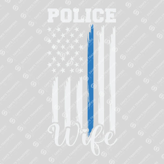 Apparel featuring a Police Wife Flag-themed DTF transfer.
