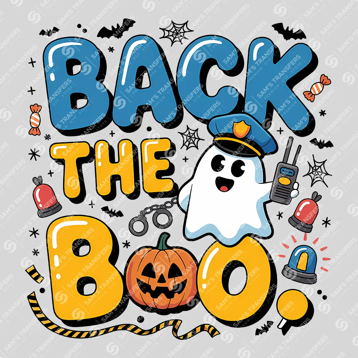 Apparel featuring a Back the Boo-themed DTF transfer.