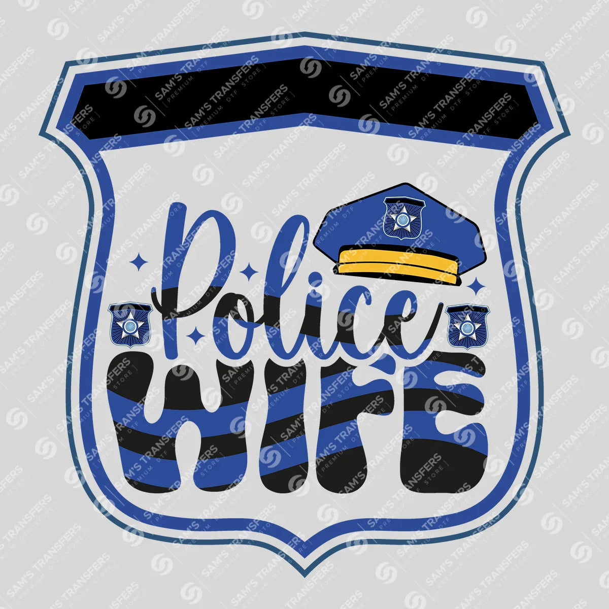Apparel featuring a Police Life-themed DTF transfer.