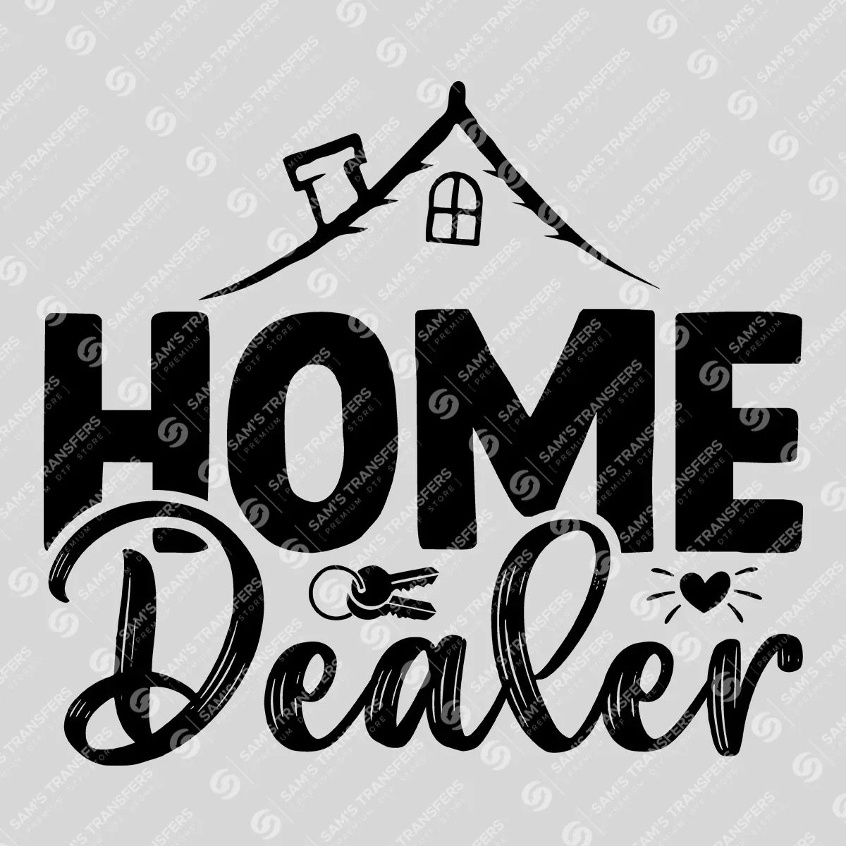 Apparel featuring a Home Dealer Cabin-themed DTF transfer.