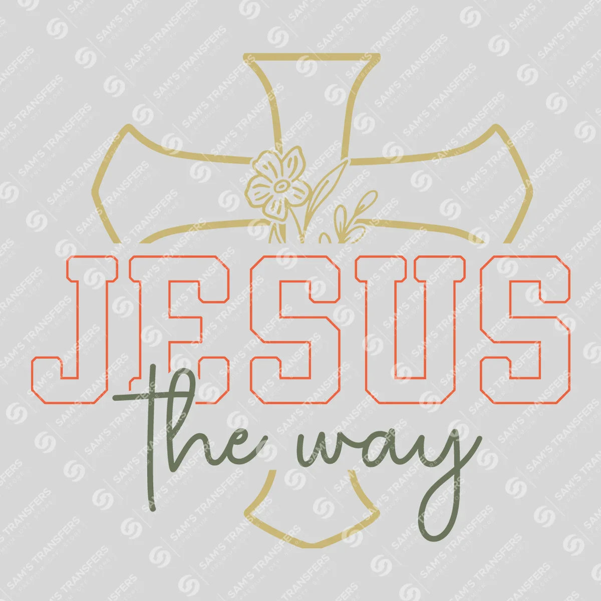 Apparel featuring a Jesus the Way-themed DTF transfer.