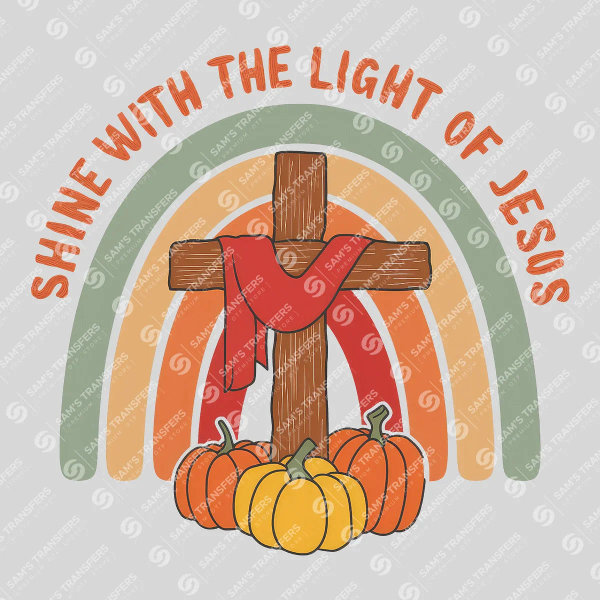 Apparel featuring a Shine With the Light of Jesus-themed DTF transfer.