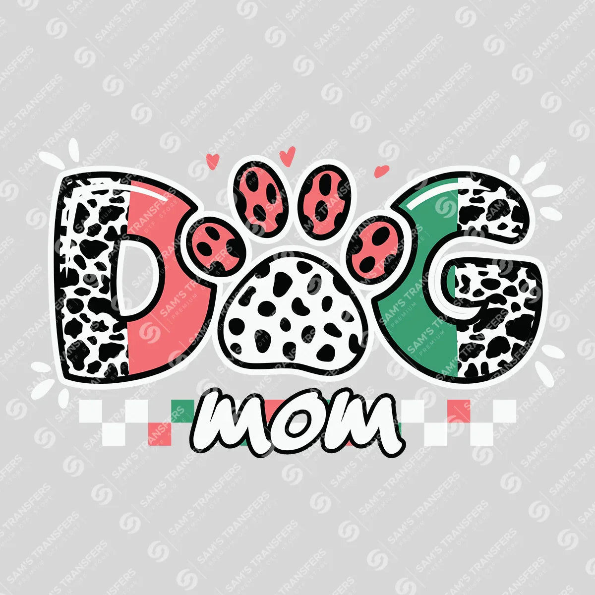 Apparel featuring a Dog Mom-themed DTF transfer.