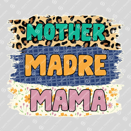 Apparel featuring a Mother Madre Mama-themed DTF transfer.